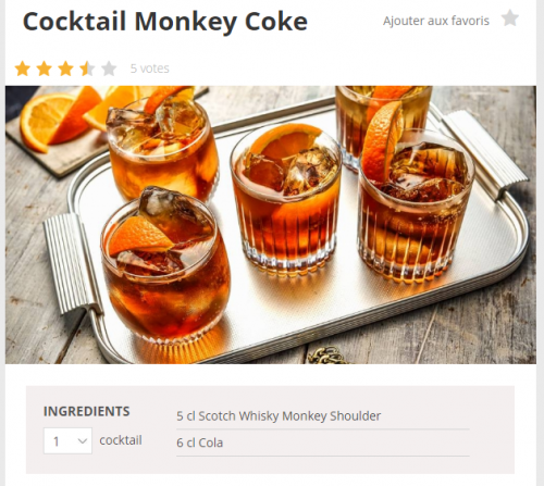 monkey shoulder avec du coca, cocktail...