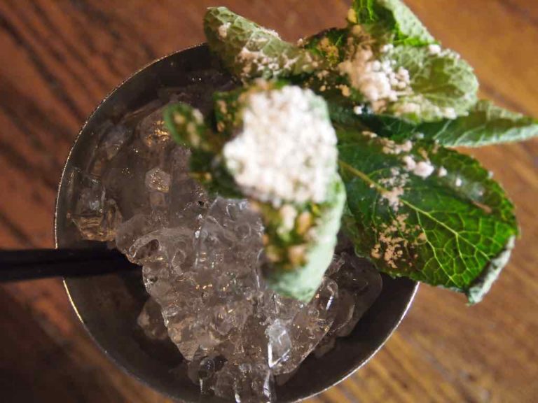 Un mint julep garni d'un bouquet de menthe